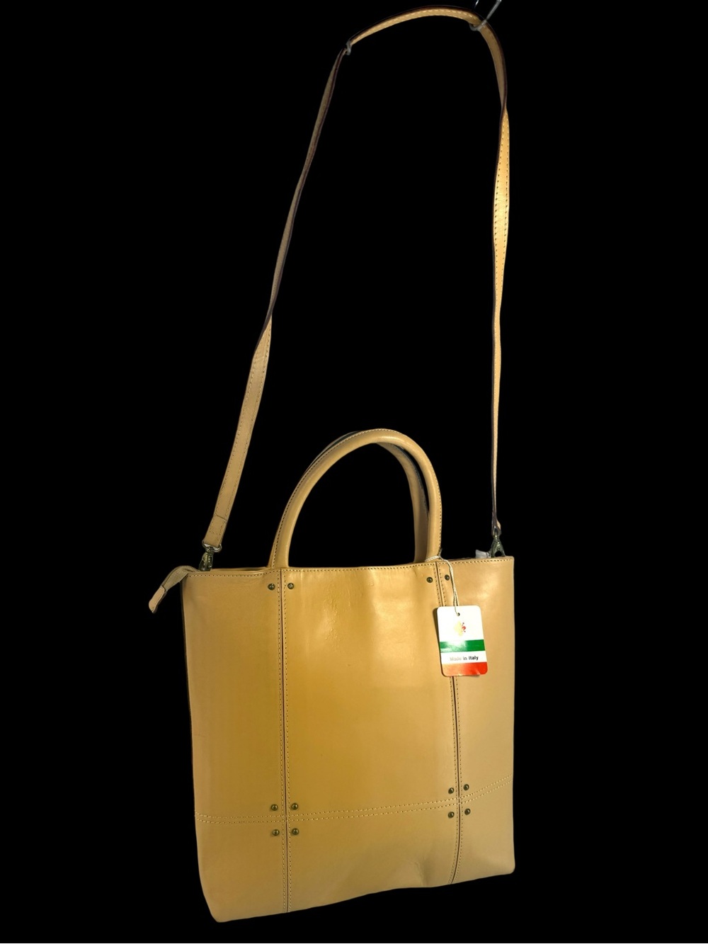Italian Vachetta Leather Classic Tote Bag with Shoulder Strap